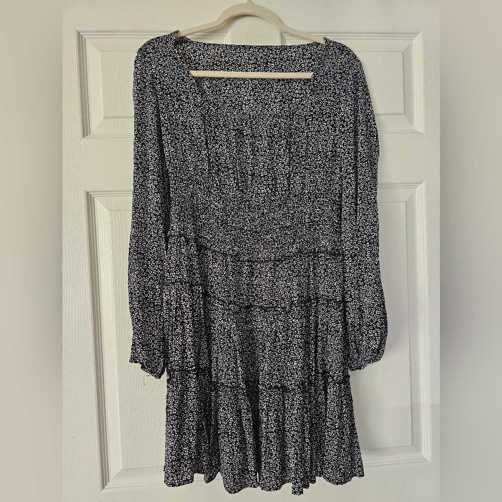 CUPSHE white and black long sleeve dress L